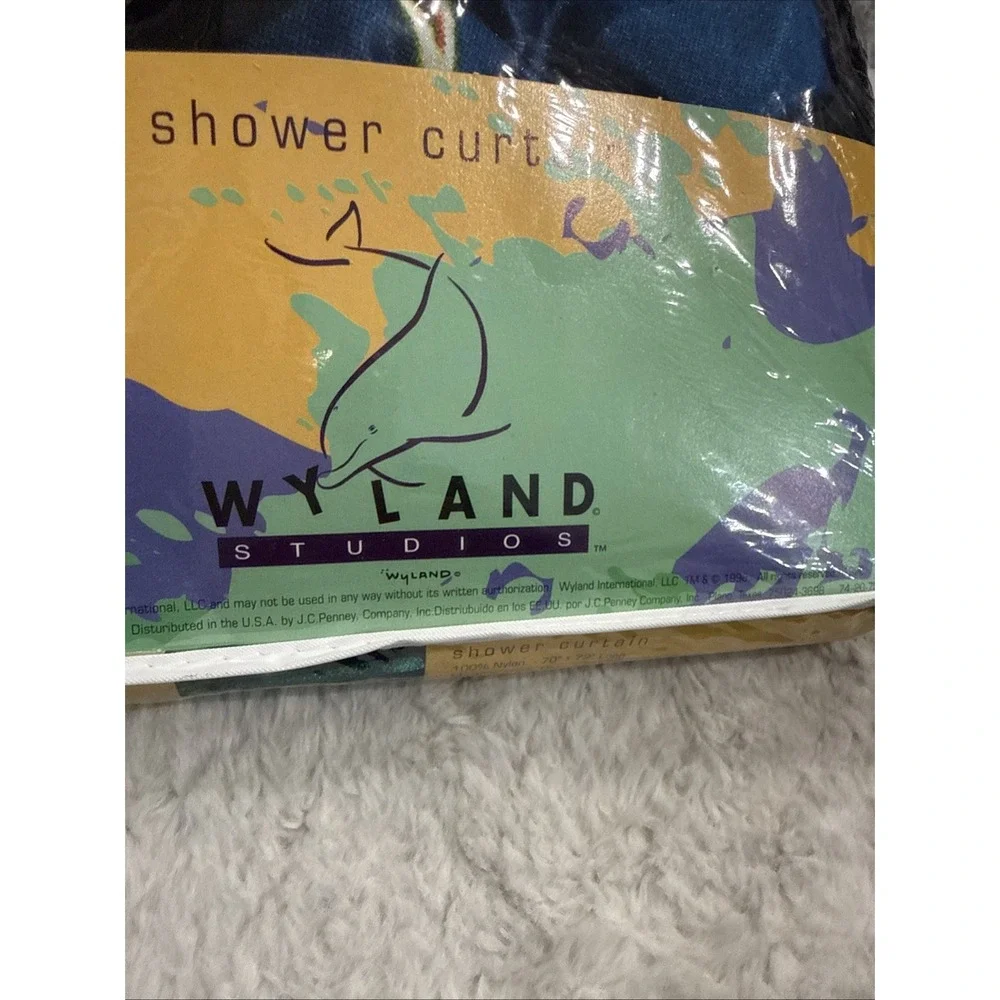 Vtg Wyland 1998 Whale Dolphin Tropical Fish Shower Curtain New Home Decor RARE